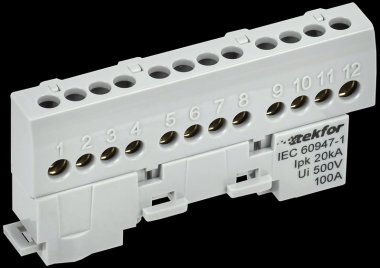 Фотография товара 'Tekfor TF-NN10-12-KL-K03 Шина L "фаза" изолированная на универсальном держателе 6х9-12-Ср'