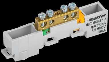 Фотография товара 'Tekfor TF-NN10-04-DL-K05 Шина PE "земля" неизолированная на универсальном держателе 6х9-4-Ж'