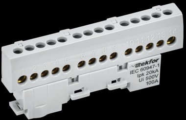 Фотография товара 'Tekfor TF-NN10-14-KL-K03 Шина L "фаза" изолированная на универсальном держателе 6х9-14-Ср'