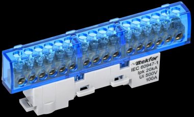 Фотография товара 'Tekfor TF-NN10-16-KL-K07 Шина N "ноль" изолированная на универсальном держателе 6х9-16-С'