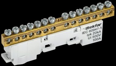 Фотография товара 'Tekfor TF-NN10-14-DL-K03 Шина L "фаза" неизолированная на универсальном держателе 6х9-14-Ср'