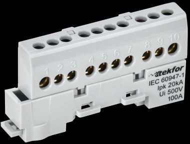 Фотография товара 'Tekfor TF-NN10-10-KL-K03 Шина L "фаза" изолированная на универсальном держателе 6х9-10-Ср'