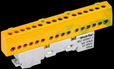 Фотография товара 'Tekfor TF-NN10-16-KL-K52 Шина PE "земля" изолированная на универсальном держателе 6х9-16-ЖЗ'