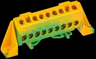 Фотография товара 'Tekfor TF-NN10-09-DP-K52 Шина PE "земля" в комбинированном DIN-изоляторе "Стойка" 6х9-9-ЖЗ'