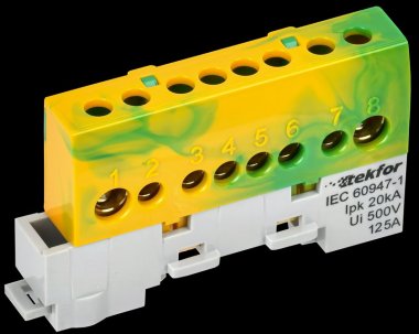 Фотография товара 'Tekfor TF-NN20-08-KL-K52 Шина PE "земля" изолированная на универсальном держателе'