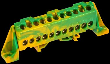 Фотография товара 'Tekfor TF-NN10-11-DP-K52 Шина PE "земля" в комбинированном DIN-изоляторе "Стойка" 6х9-11-ЖЗ'