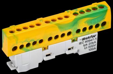 Фотография товара 'Tekfor TF-NN10-14-KL-K52 Шина PE "земля" изолированная на универсальном держателе 6х9-14-ЖЗ'