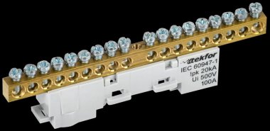 Фотография товара 'Tekfor TF-NN10-18-DL-K03 Шина L "фаза" неизолированная на универсальном держателе 6х9-18-Ср'