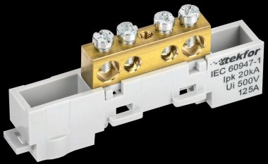 Фотография товара 'Tekfor TF-NN20-04-DL-K03 Шина L "фаза" неизолированная на универсальном держателе'