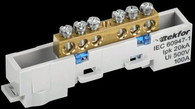 Фотография товара 'Tekfor TF-NN10-06-DL-K07 Шина N "ноль" неизолированная на универсальном держателе 6х9-6-С'