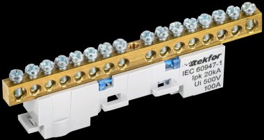 Фотография товара 'Tekfor TF-NN10-16-DL-K07 Шина N "ноль" неизолированная на универсальном держателе 6х9-16-С'