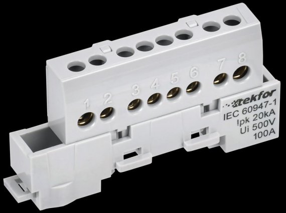 Фотография товара 'Tekfor TF-NN10-08-KL-K03 Шина L "фаза" изолированная на универсальном держателе 6х9-8-Ср'