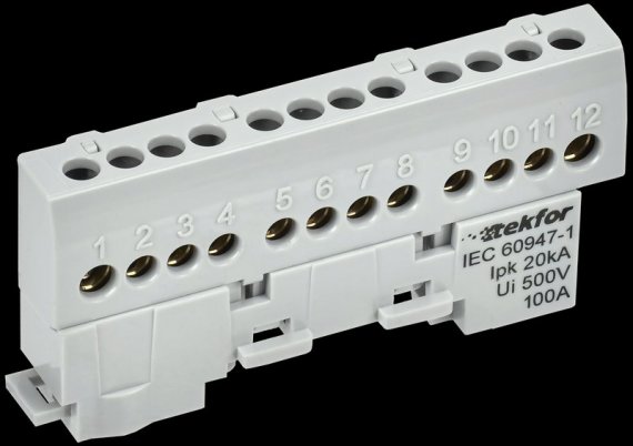 Фотография товара 'Tekfor TF-NN10-12-KL-K03 Шина L "фаза" изолированная на универсальном держателе 6х9-12-Ср'