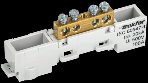 Фотография товара 'Tekfor TF-NN10-04-DL-K03 Шина L "фаза" неизолированная на универсальном держателе 6х9-4-Ср'