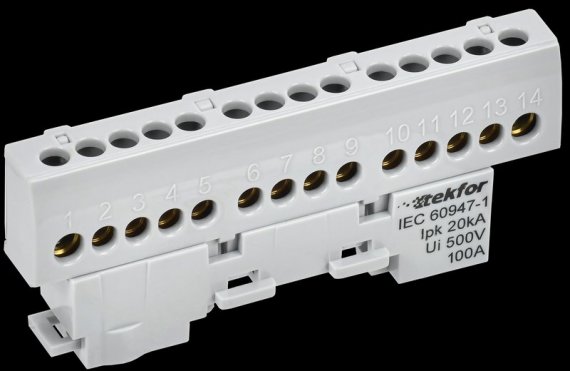 Фотография товара 'Tekfor TF-NN10-14-KL-K03 Шина L "фаза" изолированная на универсальном держателе 6х9-14-Ср'