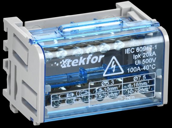 Фотография товара 'Tekfor TF-DN10-2-07-100 Шины на DIN-рейку (кросс-модуль) ШНК 2х7 L+PEN'