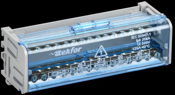 Фотография товара 'Tekfor TF-DN10-2-15-125 Шины на DIN-рейку (кросс-модуль) ШНК 2х15 L+PEN'