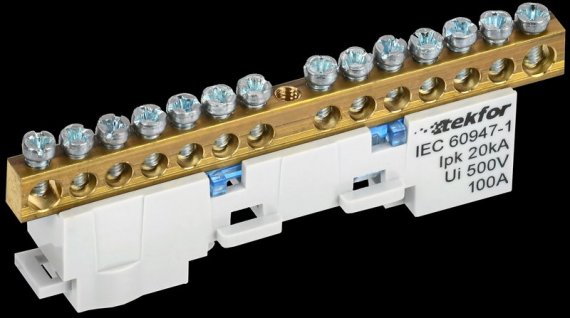 Фотография товара 'Tekfor TF-NN10-14-DL-K07 Шина N "ноль" неизолированная на универсальном держателе 6х9-14-С'