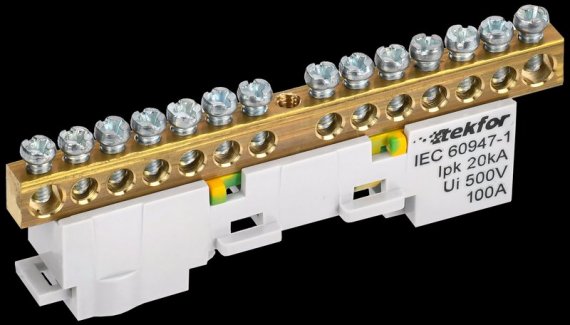 Фотография товара 'Tekfor TF-NN10-14-DL-K05 Шина PE "земля" неизолированная на универсальном держателе 6х9-14-Ж'