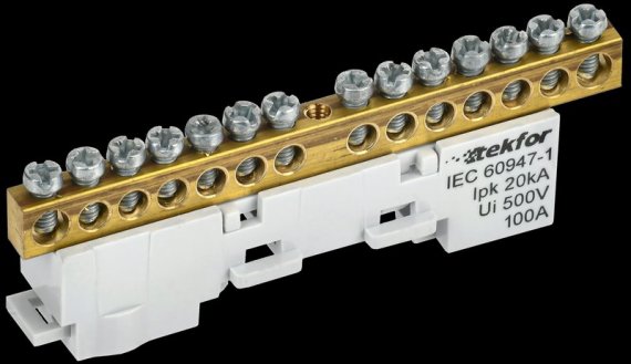 Фотография товара 'Tekfor TF-NN10-14-DL-K03 Шина L "фаза" неизолированная на универсальном держателе 6х9-14-Ср'