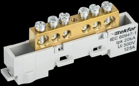 Фотография товара 'Tekfor TF-NN10-06-DL-K03 Шина L "фаза" неизолированная на универсальном держателе 6х9-6-Ср'