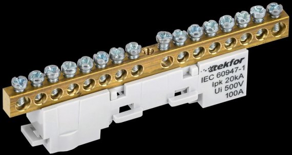 Фотография товара 'Tekfor TF-NN10-16-DL-K03 Шина L "фаза" неизолированная на универсальном держателе 6х9-16-Ср'