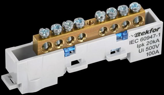 Фотография товара 'Tekfor TF-NN10-08-DL-K07 Шина N "ноль" неизолированная на универсальном держателе 6х9-8-С'