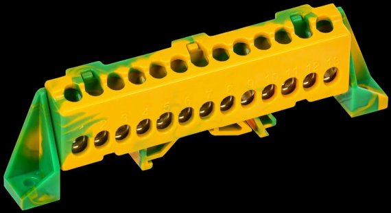 Фотография товара 'Tekfor TF-NN10-13-DP-K52 Шина PE "земля" в комбинированном DIN-изоляторе "Стойка" 6х9-13-ЖЗ'