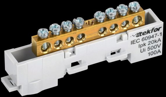 Фотография товара 'Tekfor TF-NN10-08-DL-K03 Шина L "фаза" неизолированная на универсальном держателе 6х9-8-Ср'