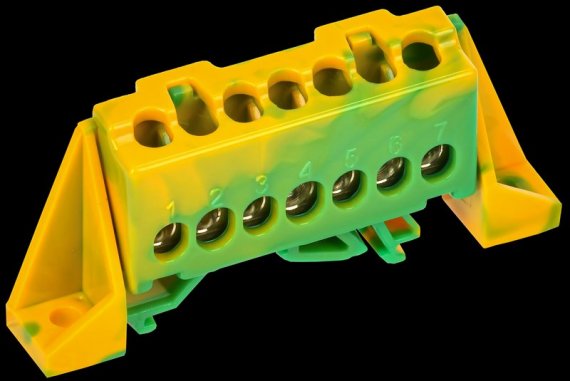 Фотография товара 'Tekfor TF-NN10-07-DP-K52 Шина PE "земля" в комбинированном DIN-изоляторе "Стойка" 6х9-7-ЖЗ'