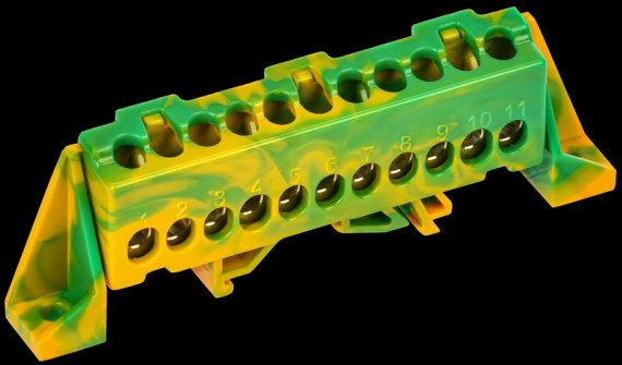 Фотография товара 'Tekfor TF-NN10-11-DP-K52 Шина PE "земля" в комбинированном DIN-изоляторе "Стойка" 6х9-11-ЖЗ'