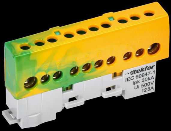 Фотография товара 'Tekfor TF-NN20-10-KL-K52 Шина PE "земля" изолированная на универсальном держателе'