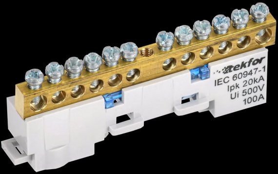 Фотография товара 'Tekfor TF-NN10-12-DL-K07 Шина N "ноль" неизолированная на универсальном держателе 6х9-12-С'