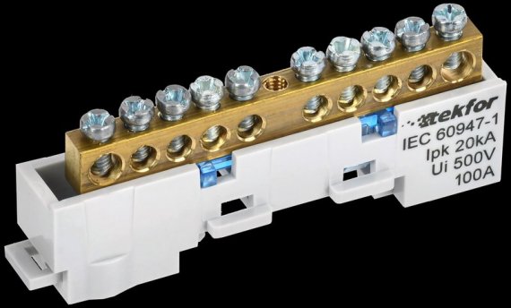 Фотография товара 'Tekfor TF-NN10-10-DL-K07 Шина N "ноль" неизолированная на универсальном держателе 6х9-10-С'