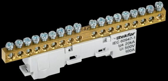 Фотография товара 'Tekfor TF-NN10-18-DL-K03 Шина L "фаза" неизолированная на универсальном держателе 6х9-18-Ср'