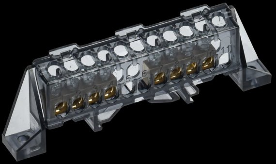 Фотография товара 'Tekfor TF-NN10-44-DP-K02 Шина N "ноль" в комбинированном DIN-изоляторе "Стойка" 6х9-(4+4)-Ч'