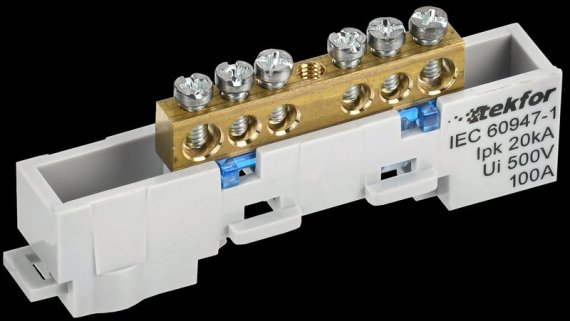 Фотография товара 'Tekfor TF-NN10-06-DL-K07 Шина N "ноль" неизолированная на универсальном держателе 6х9-6-С'