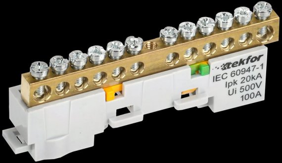 Фотография товара 'Tekfor TF-NN10-12-DL-K05 Шина PE "земля" неизолированная на универсальном держателе 6х9-12-Ж'